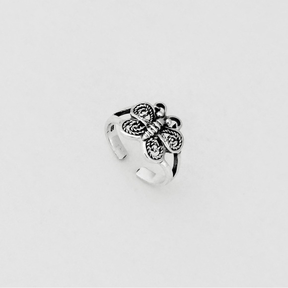 Sterling Silver Butterfly Toe Ring, Bug Rings, Insect Bugs, Butterflies, Wings - Picture 2 of 14